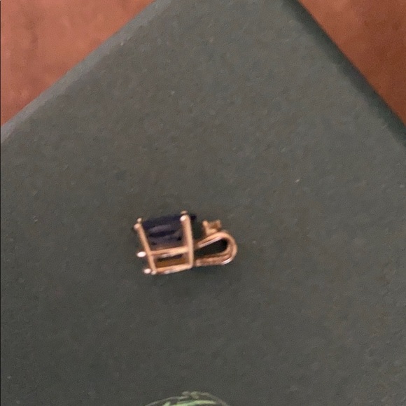 Sapphire pendant with diamond in 10k white gold - Picture 2 of 2